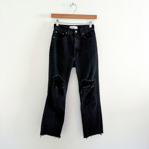 Abercrombie & Fitch The Ankle Straight Ultra High Rise Jeans Black - Picture 2 of 11